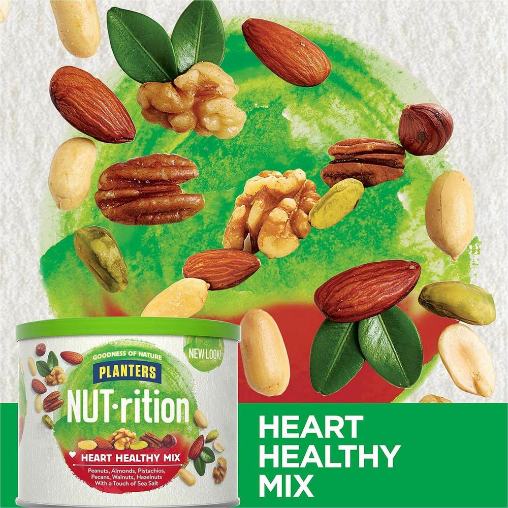 Planters Kraft NUT-rition Heart Healthy Mix - Resealable Container - Almond, Pecan, Hazelnut, Pistachio, Peanut, Walnut - 9.75 oz - 1 Each. Picture 5