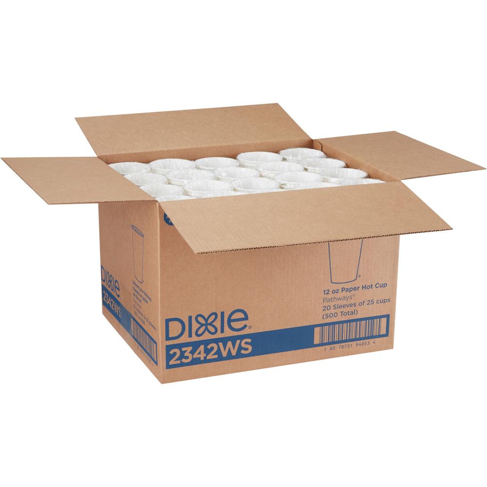 Dixie Pathways 12 oz Paper Hot Cups By GP Pro - 25 / Pack - 20 / Carton - White - Paper - Hot Drink. Picture 5