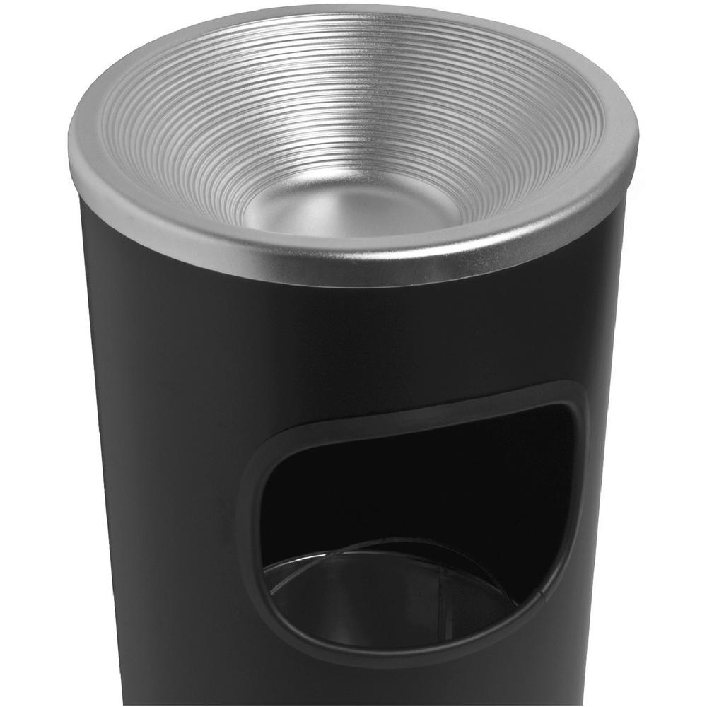 Genuine Joe Fire-safe 3-Gallon Ashtray Receptacle - 3 gal Capacity - Removable Lid, Fire-Safe - Aluminum, Stainless Steel - Aluminum, Black - 1 Each. Picture 5
