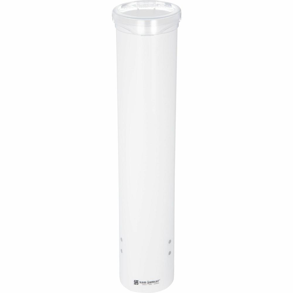 San Jamar Small Pull-type Water Cup Dispenser - 16" Tube - Pull Dispensing - Wall Mountable - Transparent White - Plastic - 1 Each. Picture 9