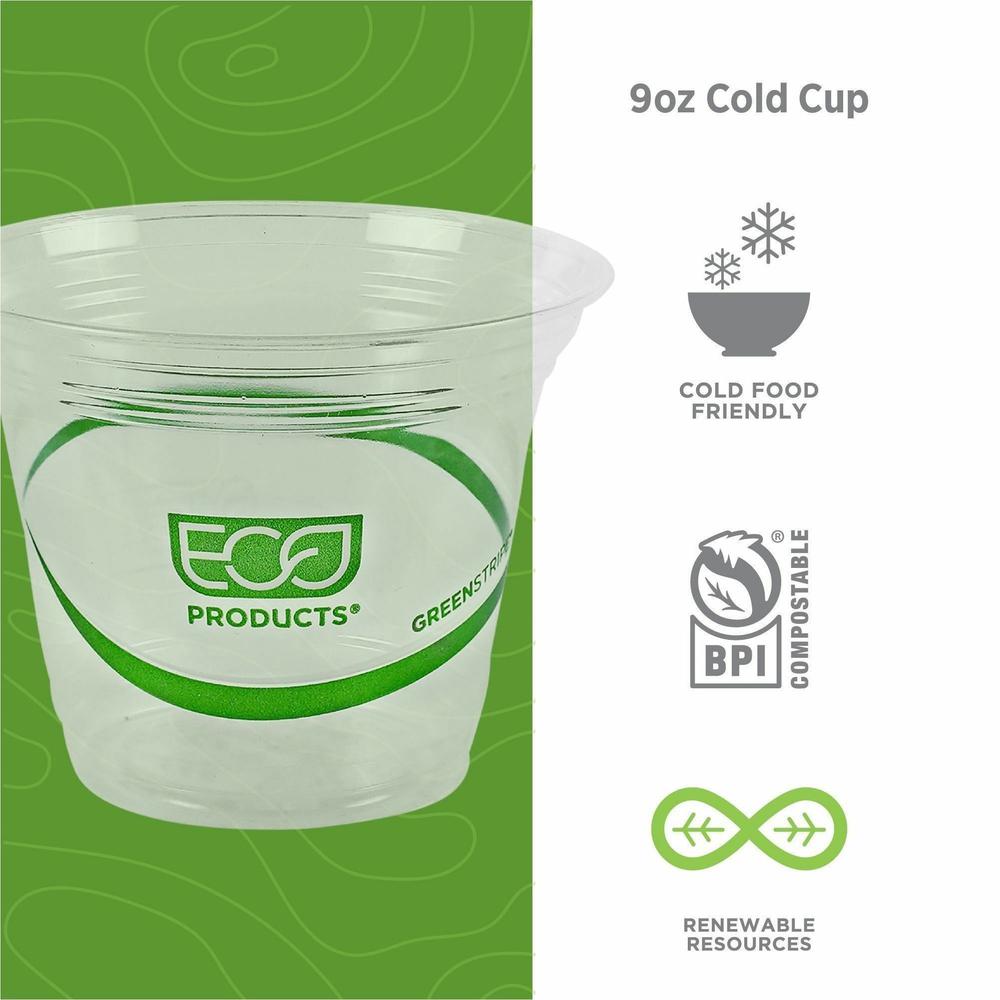 Eco-Products 9 oz GreenStripe Cold Cups - 50.0 / Pack - 20 / Carton - Clear - Polylactic Acid (PLA) - Cold Drink. Picture 3