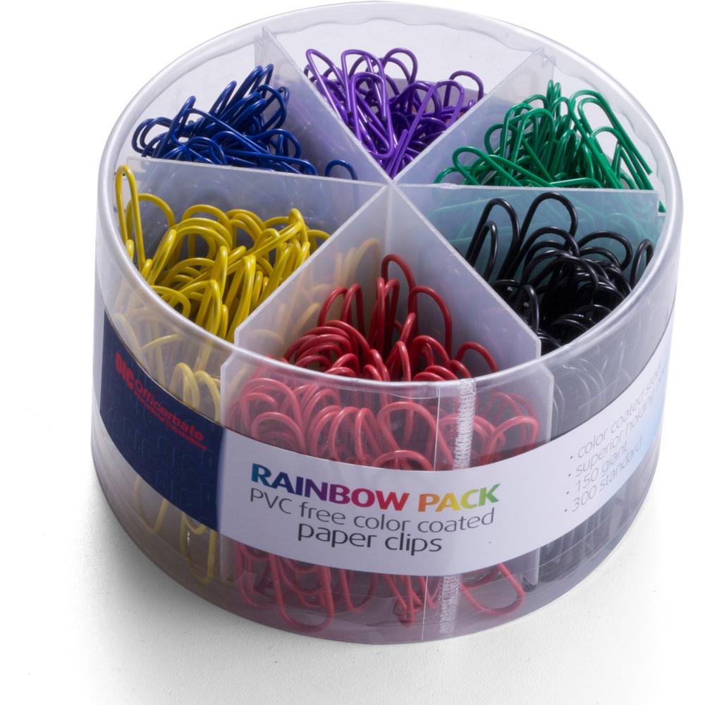 Officemate Coated Paper Clips, 450/Pack - Jumbo - No. 2 - 450 / Pack - Assorted. Picture 5