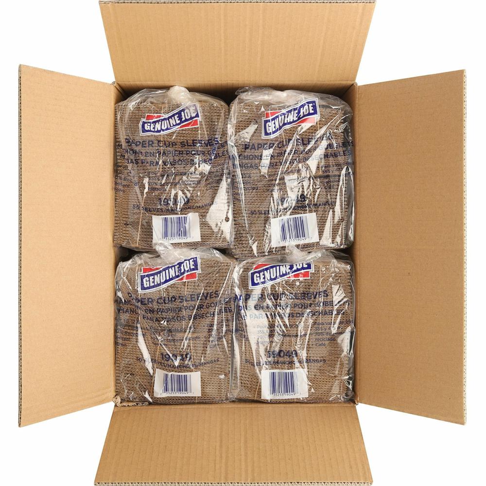 Genuine Joe Protective Corrugated Cup Sleeves - 20 / Carton - Brown. Picture 9