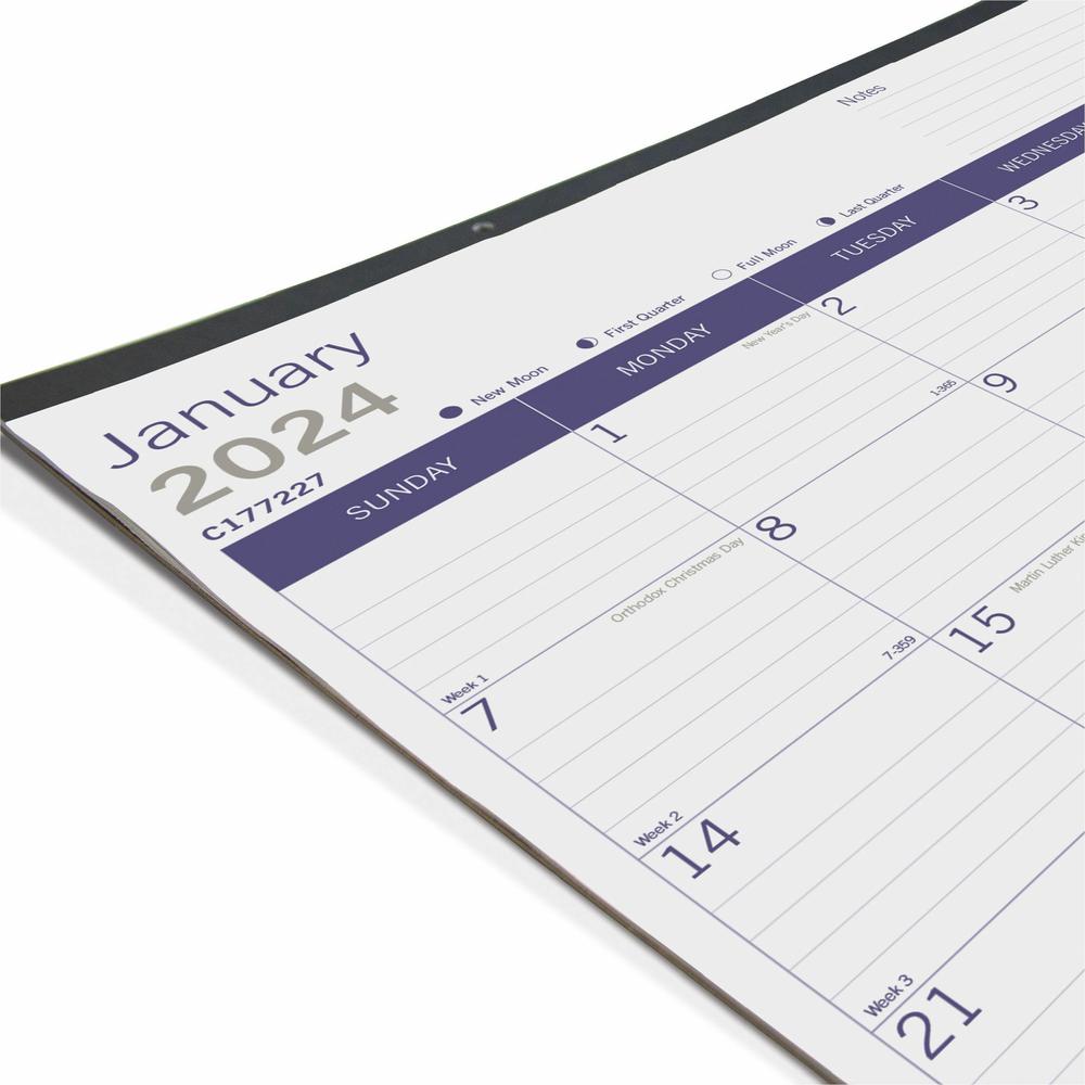 Blueline DuraGlobe Monthly Desk Pad Calendar - Julian Dates - Monthly - 12 Month - January 2024 - December 2024 - 1 Month Single Page Layout - 17" x 22" Sheet Size - Desk Pad - Chipboard, Paper - Refe. Picture 5