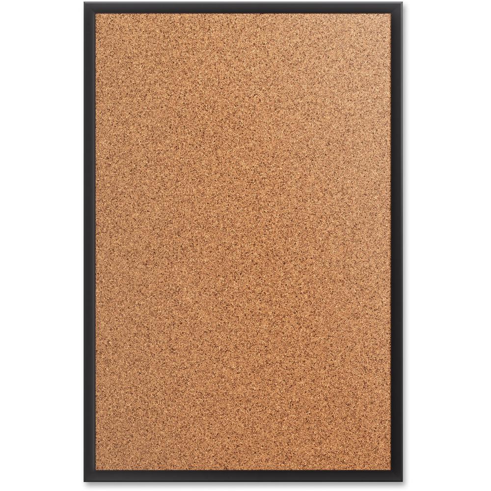Quartet Classic Series Bulletin Board - 48" Height x 96" Width - Brown Natural Cork Surface - Self-healing, Durable, Sturdy - Black Aluminum Frame - 1 / Each. Picture 9