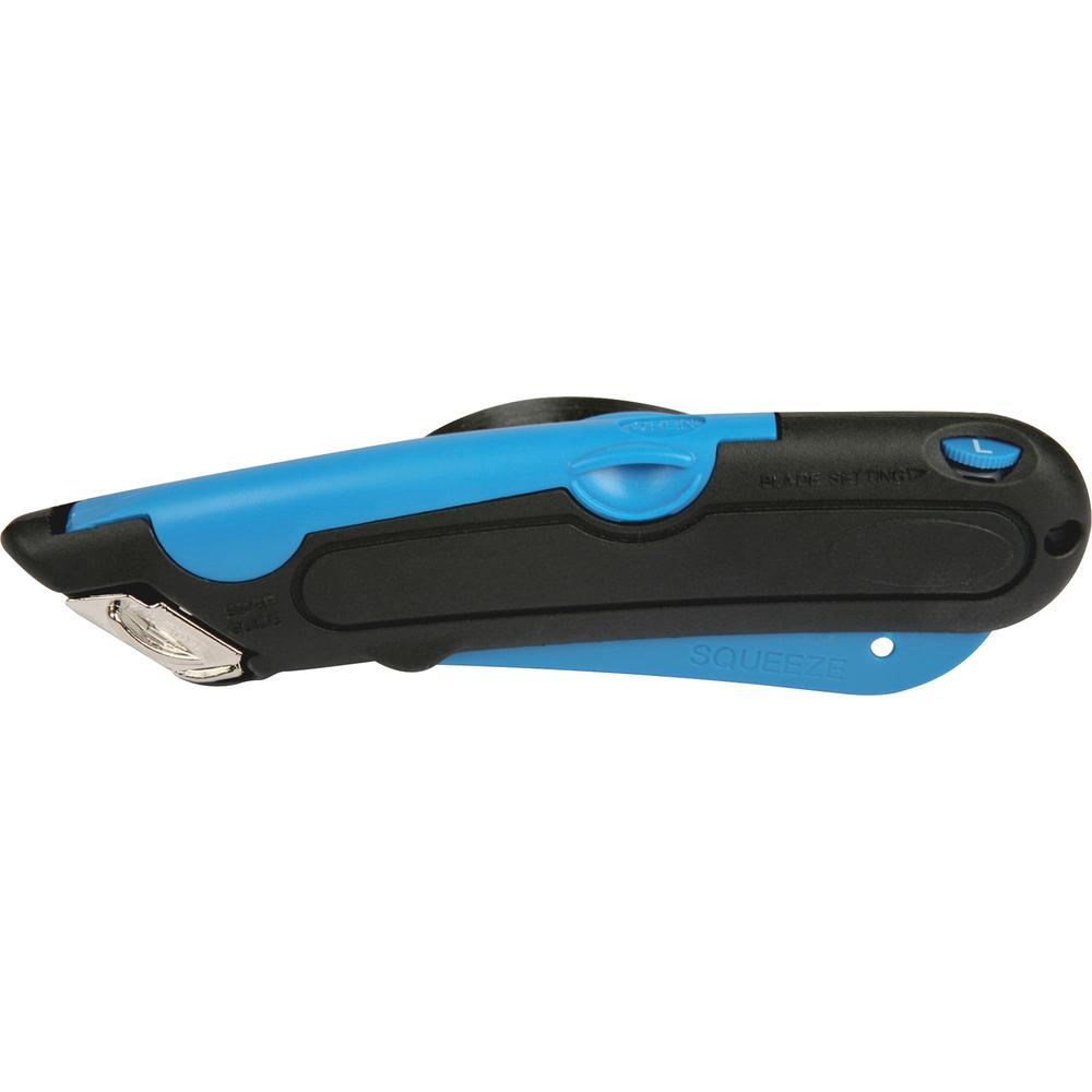 Garvey Cosco EasyCut Self-retracting Blade Carton Cutter - Self-retractable, Locking Blade - Stainless Steel, Plastic - Blue, Black - 1 Each. Picture 3