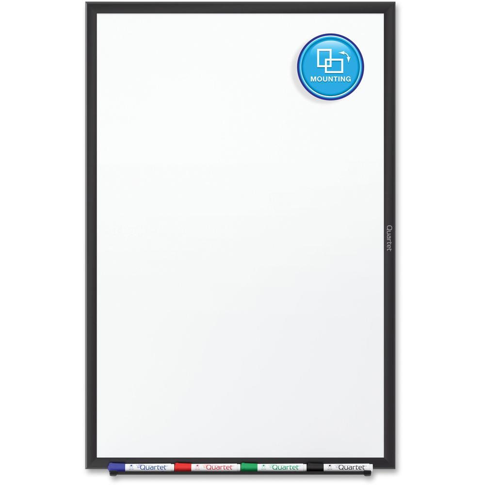Quartet Classic Total Erase Whiteboard - 72" (6 ft) Width x 48" (4 ft) Height - White Melamine Surface - Black Aluminum Frame - Horizontal/Vertical - 1 / Each - TAA Compliant. Picture 8