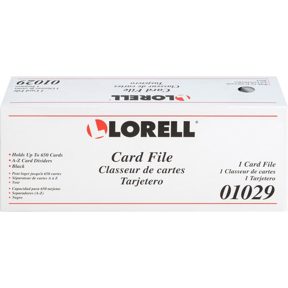 Lorell Desktop Business Card File - 650 Card Capacity - Black, Smoke. Picture 13