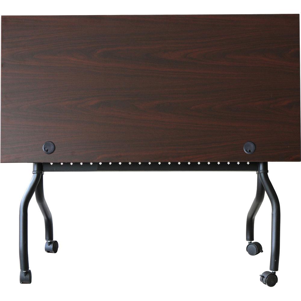 Lorell Flip Top Training Table - Rectangle Top - Four Leg Base - 4 Legs x 48" Table Top Width x 23.60" Table Top Depth - 29.50" Height x 47.25" Width x 23.63" Depth - Assembly Required - Black, Mahoga. Picture 6