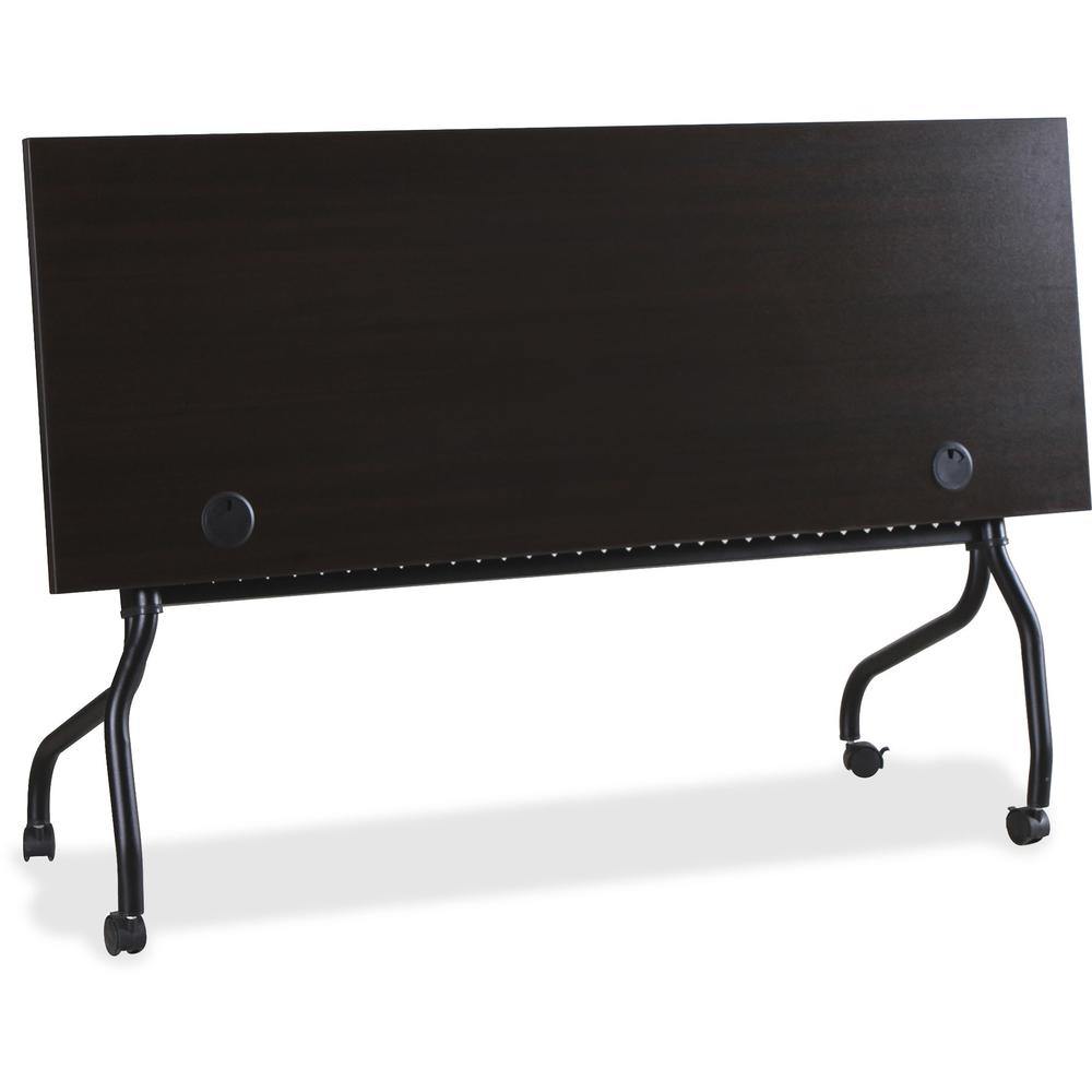 Lorell Flip Top Training Table - Rectangle Top - Four Leg Base - 4 Legs x 72" Table Top Width x 23.50" Table Top Depth - 29.50" Height x 70.88" Width x 23.63" Depth - Assembly Required - Espresso, Bla. Picture 3