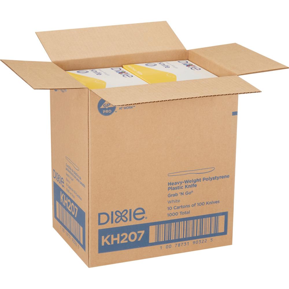 Dixie Heavyweight Disposable Knives Grab-N-Go by GP Pro - 100 / Box - 10/Carton - Knife - 1000 x Knife - White. Picture 4