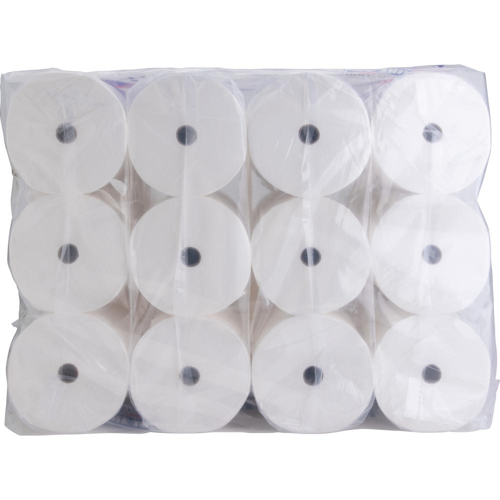 Genuine Joe Solutions Double Capacity Bath Tissue - 2 Ply - 1000 Sheets/Roll - 0.71" Core - White - Virgin Fiber - Embossed, Chlorine-free - For Bathroom - 36 / Carton. Picture 9