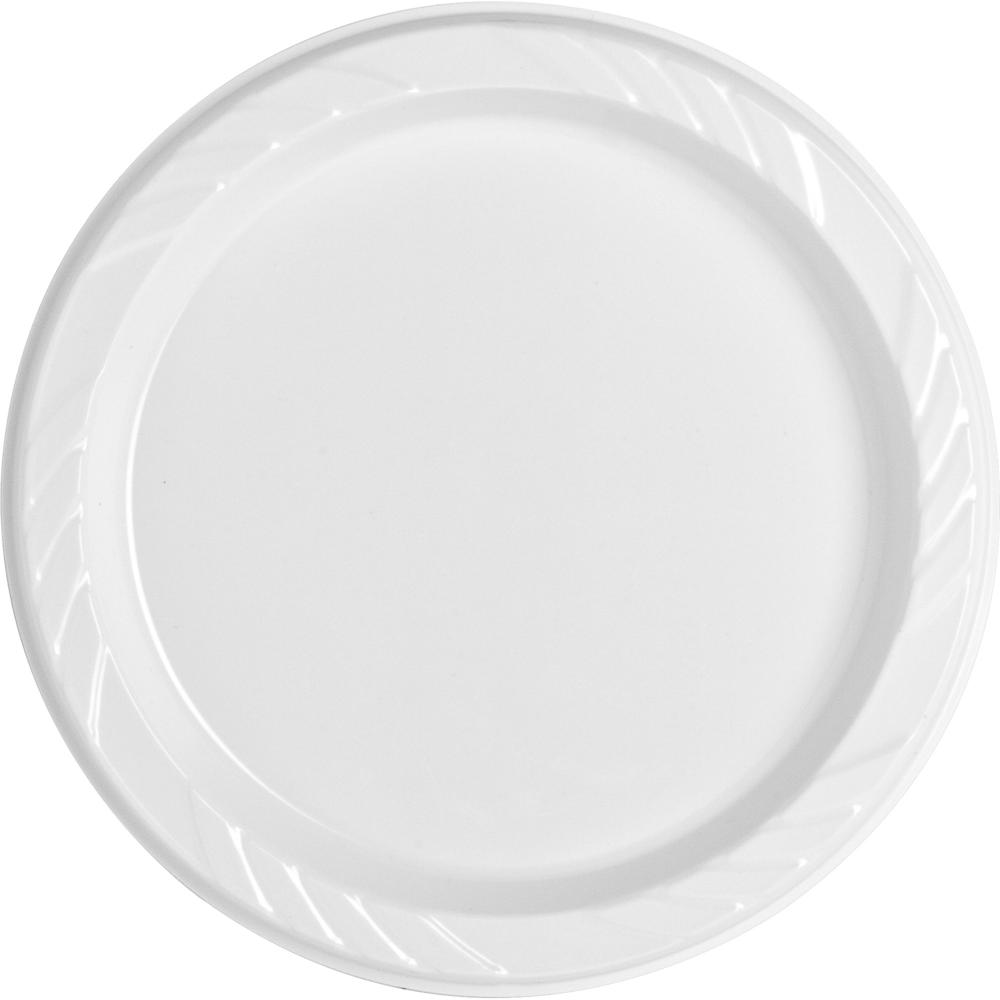Genuine Joe 9" Reusable Plastic Plates - 125 / Pack - Serving - Disposable - 9" Diameter - White - Plastic Body - 4 / Carton. Picture 8