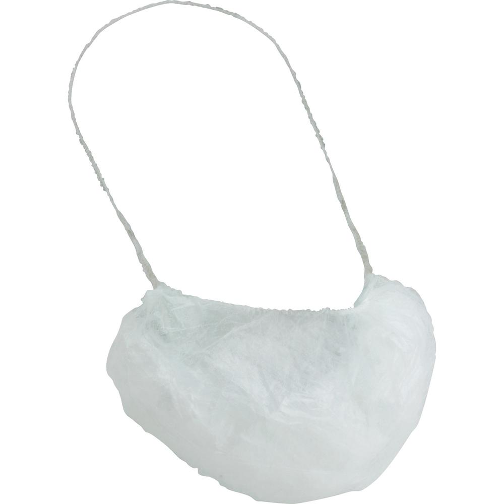 Genuine Joe Beard Cap - Recommended for: Laboratory, Food Processing - White - Breathable, Comfortable - 10 / Carton. Picture 5