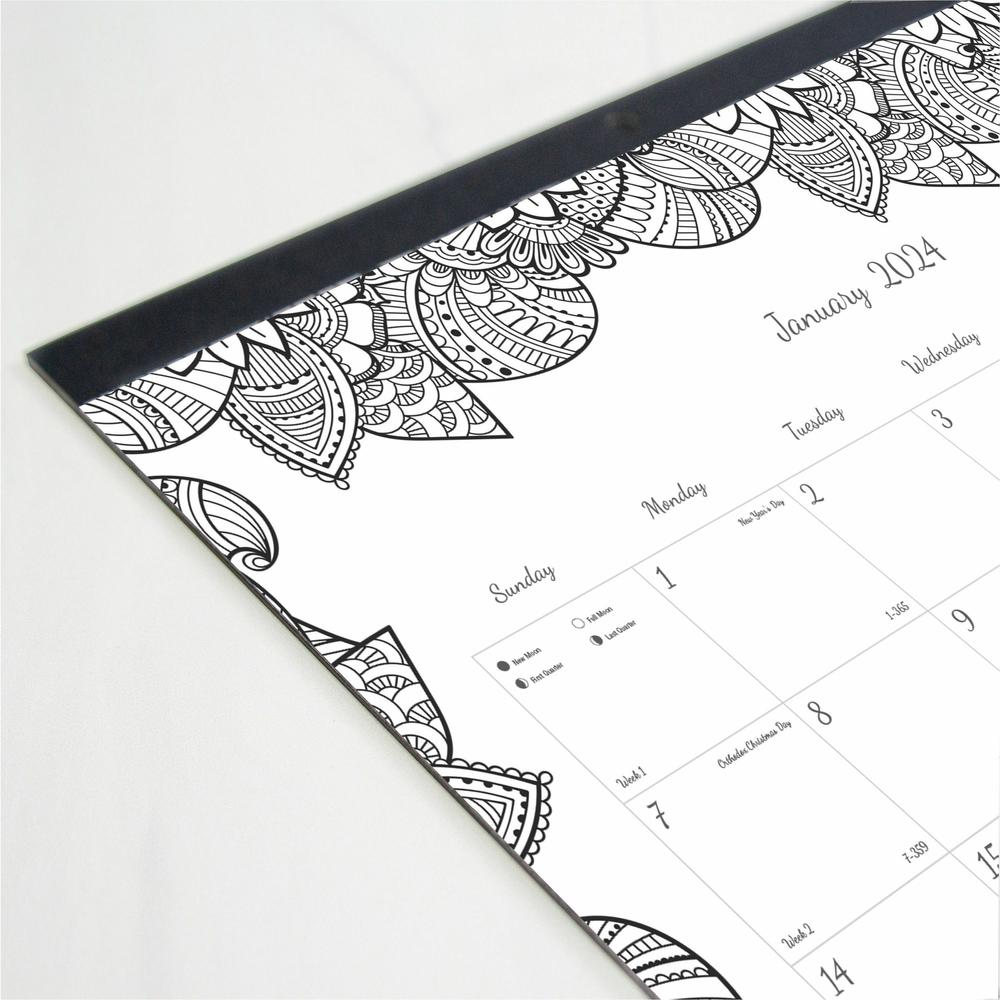 Blueline DoodlePlan Desk Pad - Botanica - Julian - Monthly - January 2022 till December 2022 - 1 Month Single Page Layout - Desk Pad - White - Chipboard - Eyelet, Tear-off, Compact, Reinforced - 22" x. Picture 5