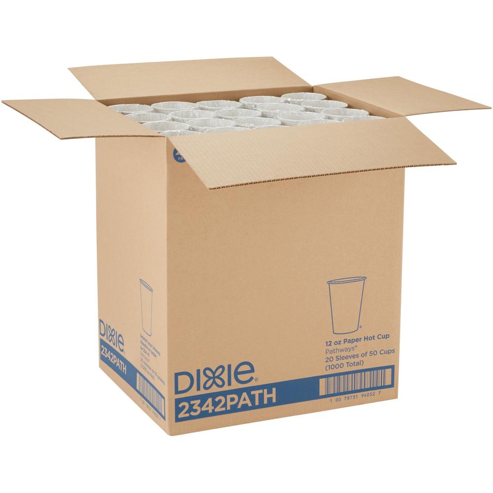 Dixie Pathways 12 oz Paper Hot Cups By GP Pro - 50 / Pack - 20 / Carton - White - Paper - Hot Drink. Picture 4