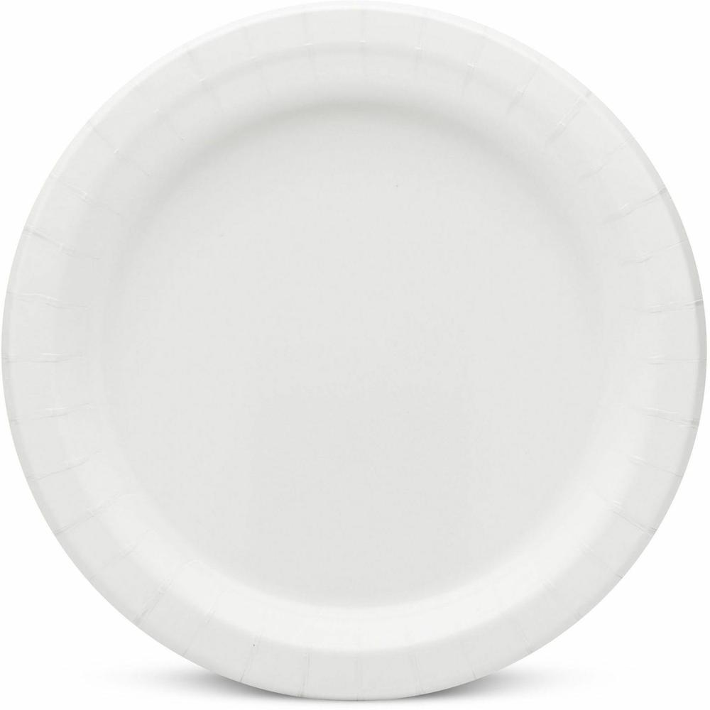 AJM 9" Dinnerware Paper Plates - 125 / Pack - Disposable - 9" Diameter - White - Paper Body - 4 / Carton. Picture 2