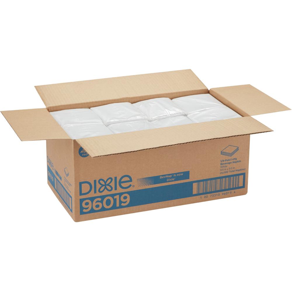 Dixie 1/4-Fold Beverage Napkin - 1 Ply - 9.50" x 9.50" - White - Paper - Soft, Absorbent - For Beverage, Restaurant - 500 Per Pack - 8 / Carton. Picture 8
