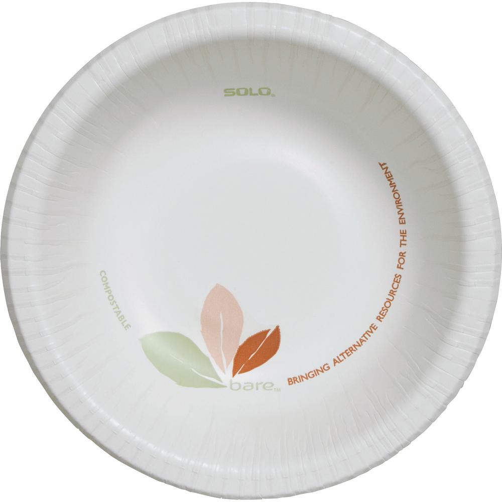 Solo Bare 12 oz Heavyweight Paper Bowls - Bare - Disposable - White - Paper Body - 125 / Pack. Picture 3