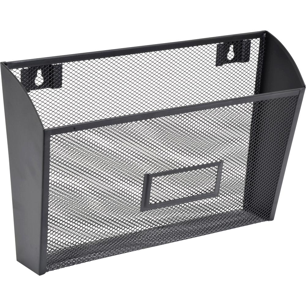 Lorell Mesh Wire Wall Pockets - 6.6" Height x 12.6" Width x 4.8" Depth - Black - 4 / Carton. Picture 3