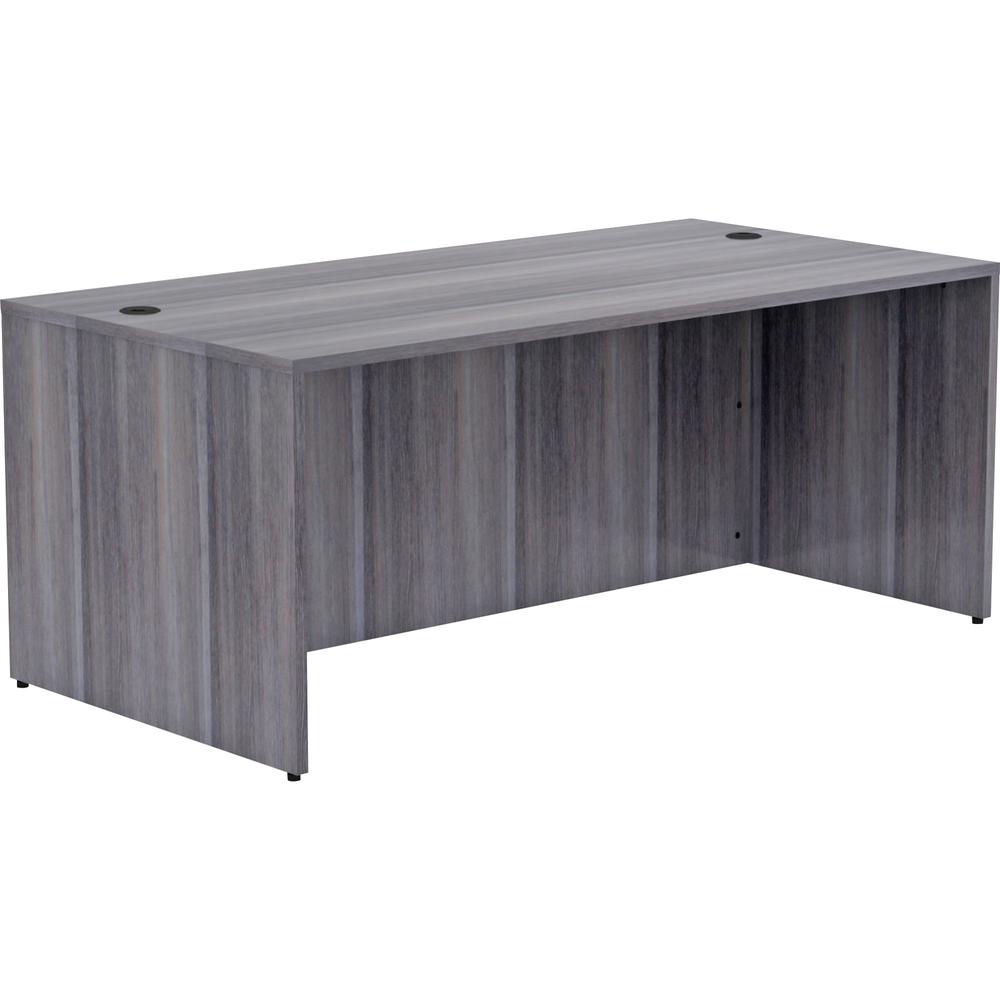 Lorell Weathered Charcoal Laminate Desking Desk Shell - 72" x 36" x 29.5" , 1" Top - Material: Polyvinyl Chloride (PVC) Edge - Finish: Laminate Top, Weathered Charcoal Top. Picture 10
