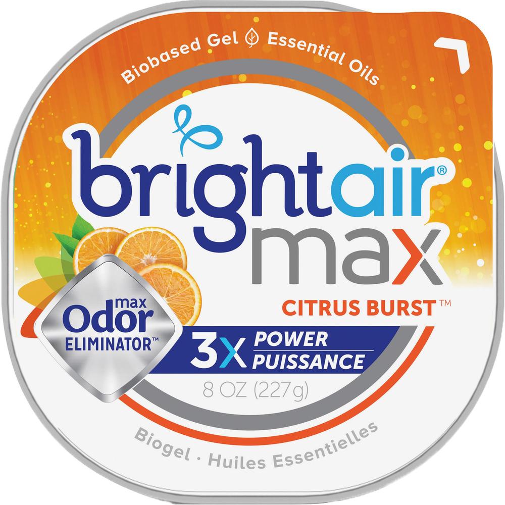 Bright Air Max Scented Gel Odor Eliminator - Gel - 8 oz - Citrus - 6 / Carton - Odor Neutralizer, Phthalate-free, Paraben-free, BHT Free, Bio-based, Formaldehyde-free, NPE-free. Picture 6