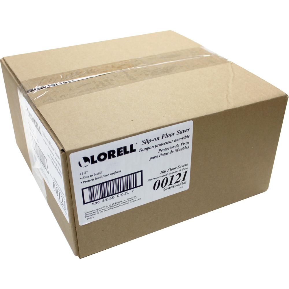 Lorell 1-3/8" Round Leg Slip-on Floor Savers - Gray - Vinyl - 100/Box. Picture 3