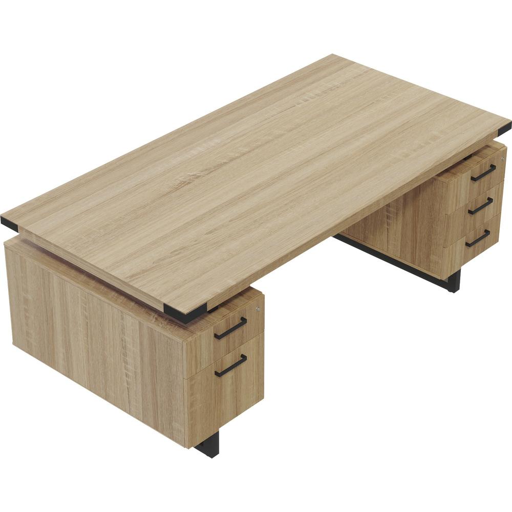 Safco Mirella Free Standing Desk Top with Modesty Panel - 72" x 36" x 1.6" Top - Box Drawer(s) - Material: Particleboard - Finish: Sand Dune, Laminate. Picture 3