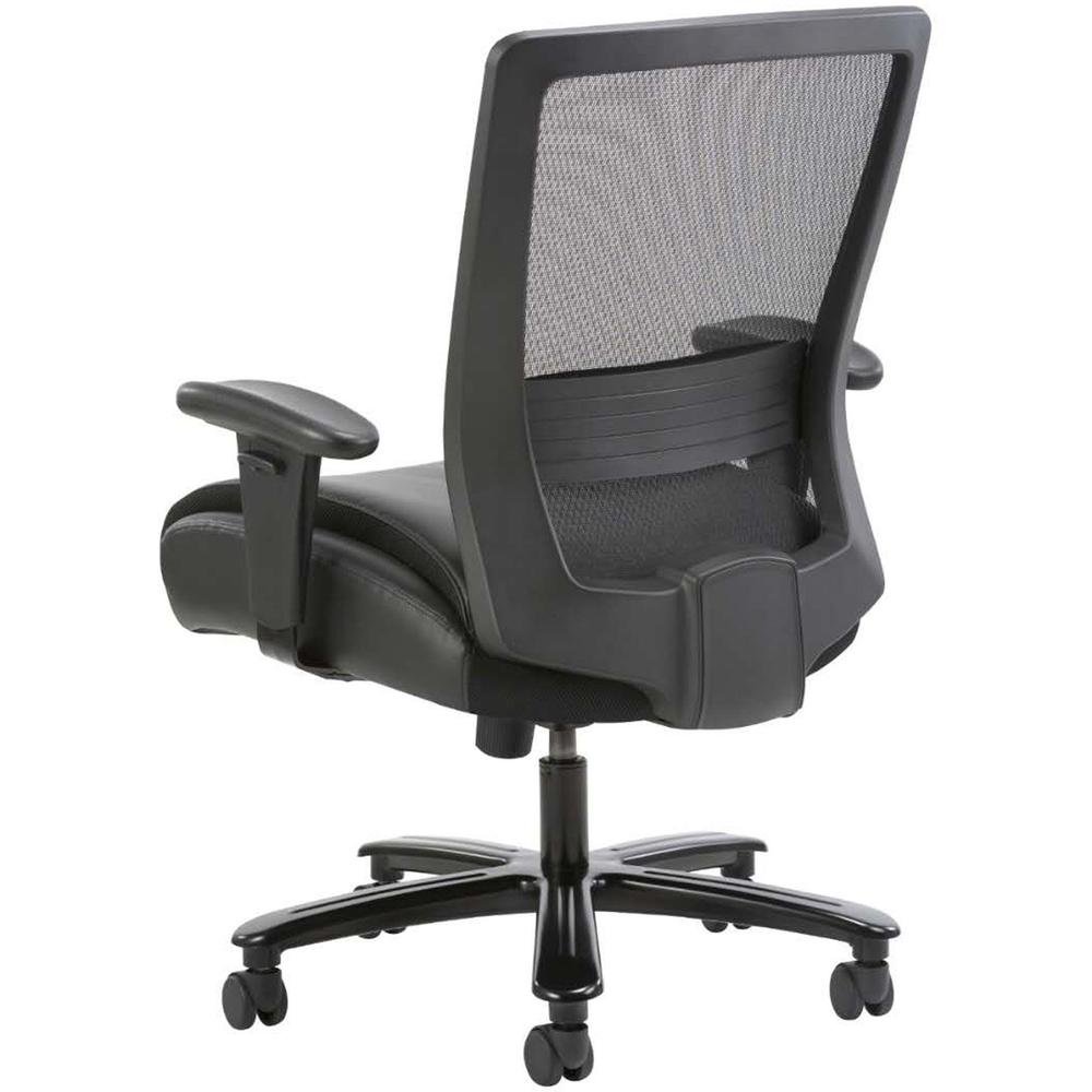 Lorell Heavy-duty Mesh Back Task Chair - Black Leather, Polyurethane Seat - Black - Armrest - 1 Each. Picture 11