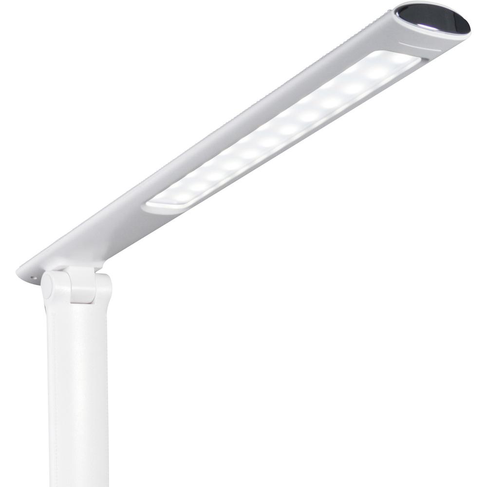 OttLite Emerge LED Desk Lamp with Sanitizing - 11" Height - 3.6" Width - LED Bulb - Leather, Chrome - USB Charging, Foldable, Sanitizing - Desk Mountable - White - for Furniture, Desk. Picture 8