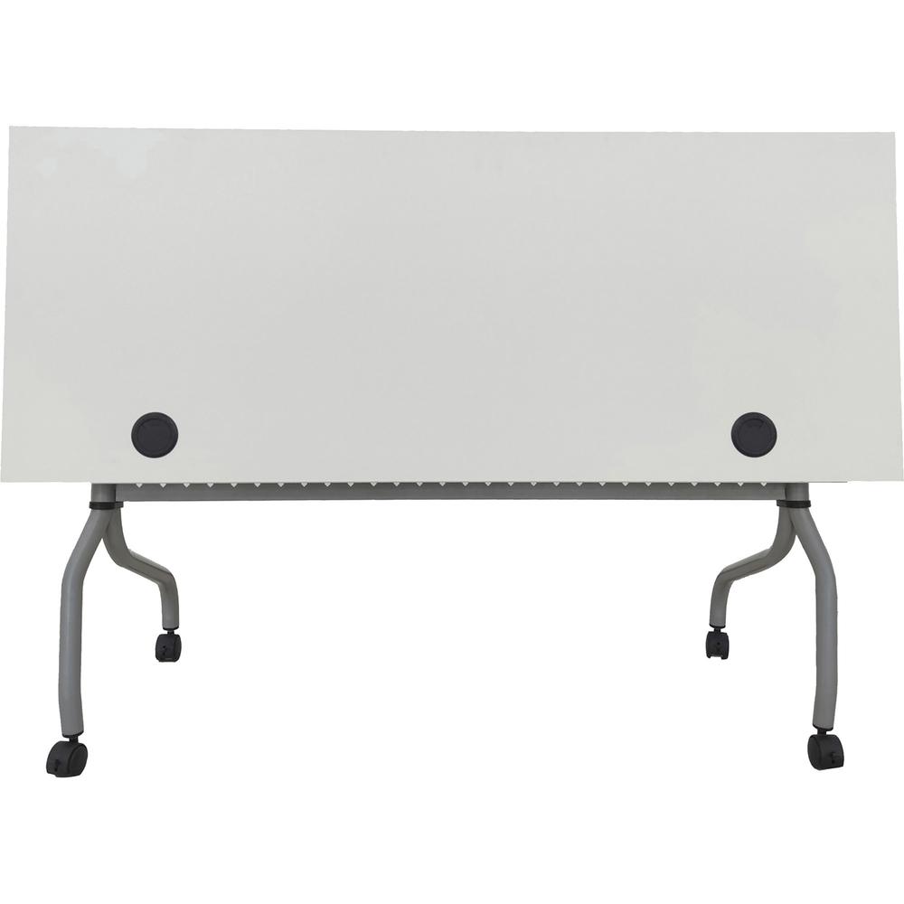 Lorell Flip Top Training Table - White Top - Silver Base - 4 Legs - 23.60" Table Top Length x 60" Table Top Width - 29.50" HeightAssembly Required - Melamine Top Material - 1 Each. Picture 10
