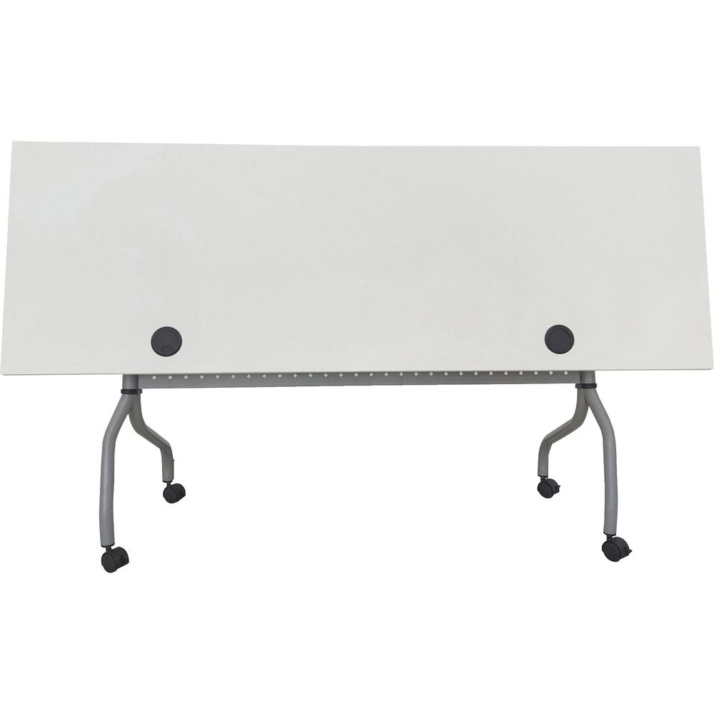 Lorell Flip Top Training Table - White Top - Silver Base - 4 Legs - 23.60" Table Top Length x 72" Table Top Width - 29.50" HeightAssembly Required - Melamine Top Material - 1 Each. Picture 10