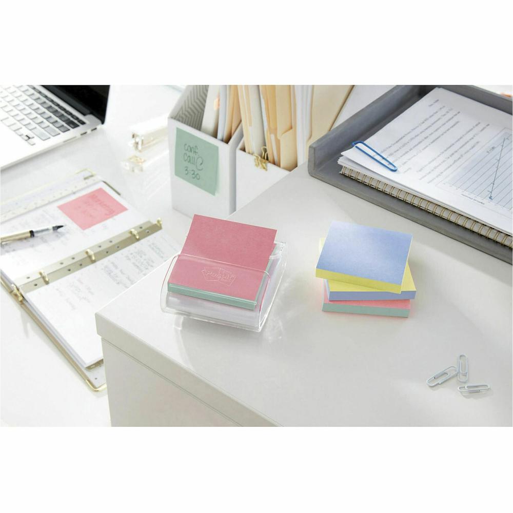 Post-it&reg; Greener Dispenser Notes - 3" x 3" - Square - 100 Sheets per Pad - Positively Pink, Fresh Mint, Moonstone - Paper - Self-stick, Removable, Recyclable, Pop-up, Residue-free, Eco-friendly - . Picture 3