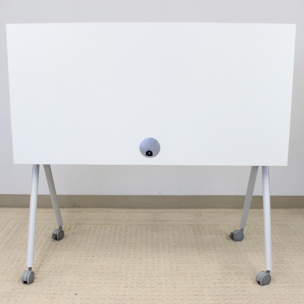 Boss Flip Top Training Table - White Laminate Rectangle Top - Four Leg Base - 4 Legs x 48" Table Top Width x 24" Table Top Depth - 29.50" Height - Wood Top Material. Picture 13