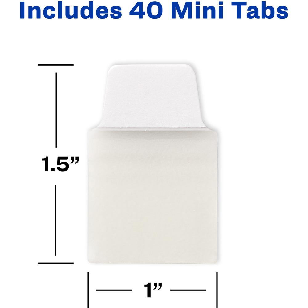Avery&reg; Ultra Tabs Repositionable Mini Tabs - 40 Tab(s) - 10 Tab(s)/Set - Clear Film, White Paper Tab(s) - 4. Picture 3
