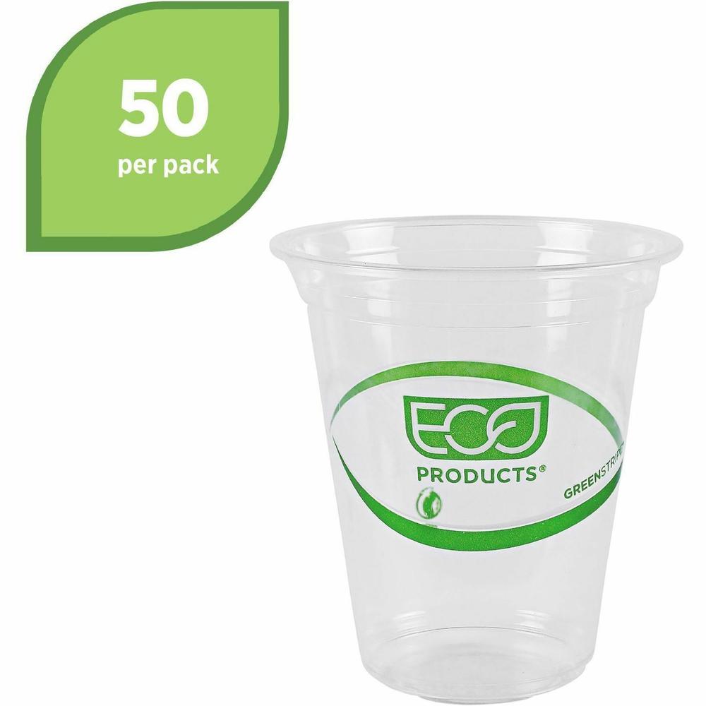 Eco-Products 16 oz GreenStripe Cold Cups - 50 / Pack - Clear, Green - Polylactic Acid (PLA) - Cold Drink. Picture 5