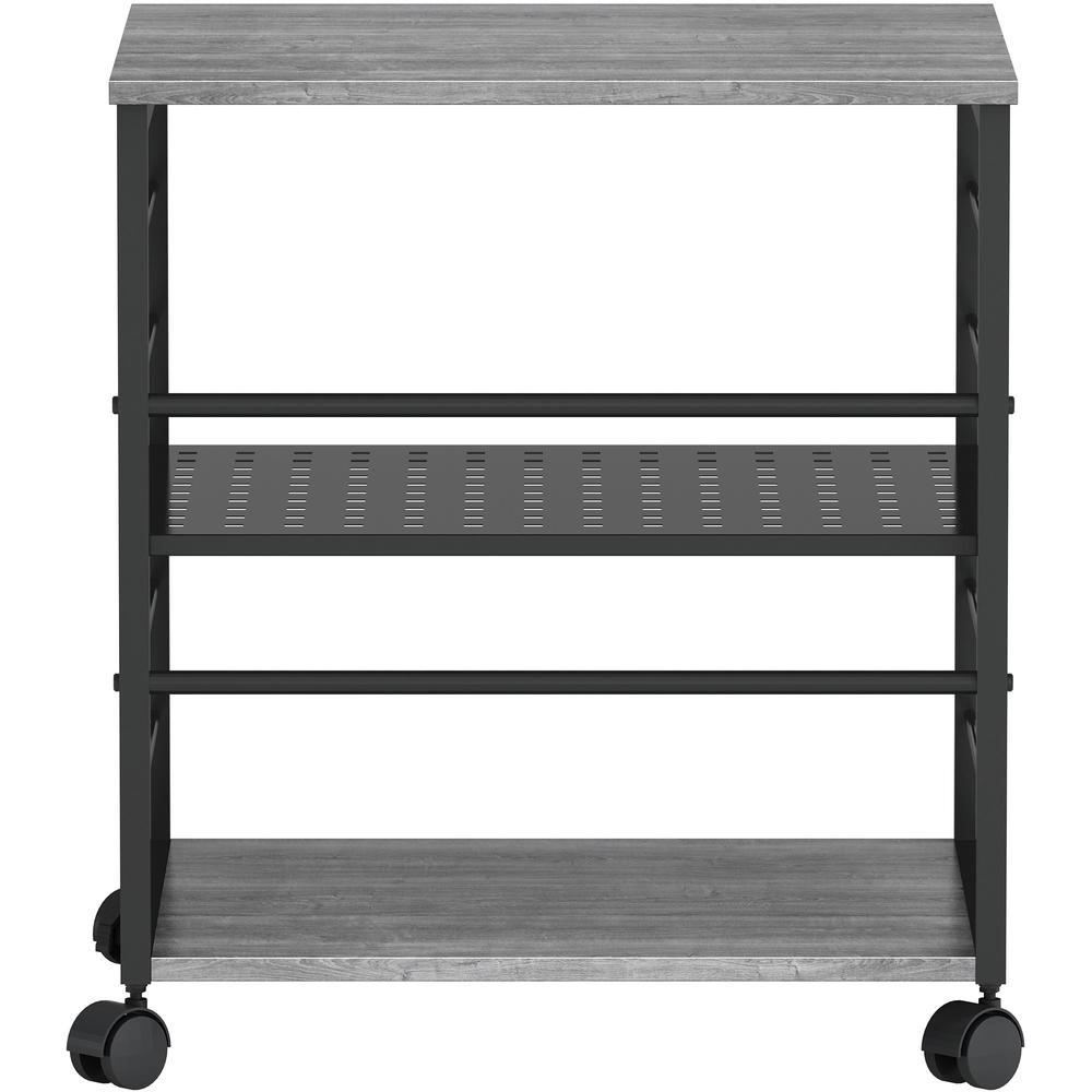 Lorell Deskside Mobile Machine Stand - 200 lb Load Capacity - 26.5" Height x 23.6" Width x 19.6" Depth - Desk - Powder Coated - Metal, Laminate, Polyvinyl Chloride (PVC) - Charcoal, Black. Picture 14