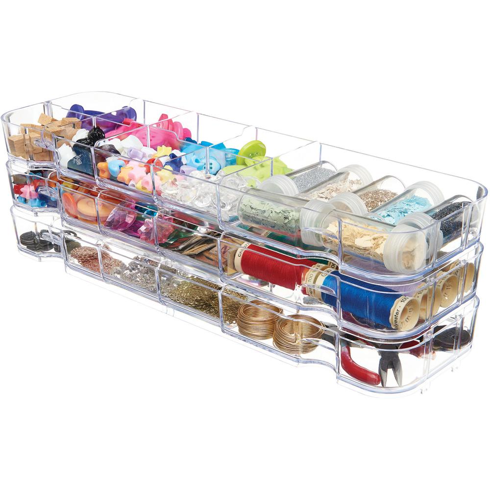 Deflecto Caddy Storage Tray - 9 Compartment(s) - 1.3" Height x 13.1" Width x 3.8" DepthDesktop - Portable, Stackable - Clear - Polystyrene - 1 Each. Picture 7