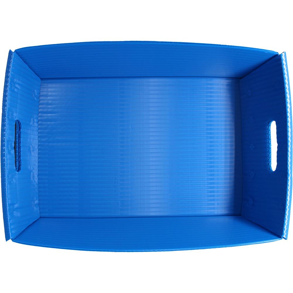 Flipside Plastic Welded Letter Trays - 4.5" Height x 18" Width x 12" Depth - Welded, Handle, Compact, Stackable, Storage Space, Durable - Blue - Plastic - 2 / Pack. Picture 2