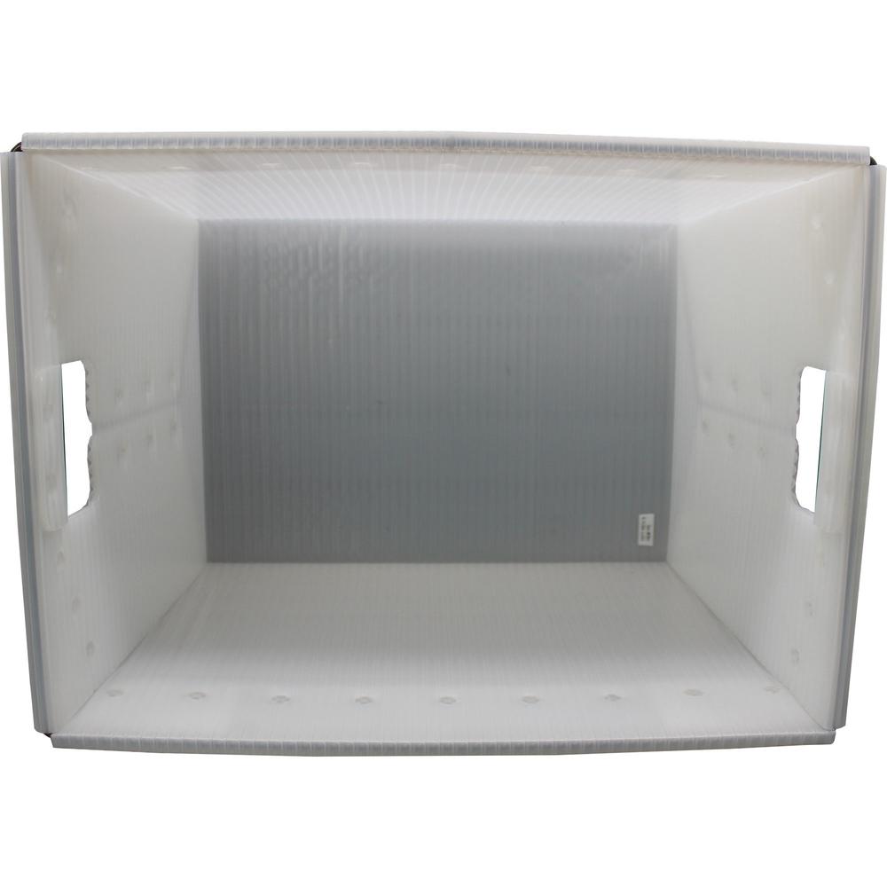 Flipside Translucent Plastic Storage Postal Tote - External Dimensions: 13.3" Width x 11.6" Depth x 18.3" Height - Lid Closure - Plastic - Translucent - For Storage, Moving - 2 / Pack. Picture 7