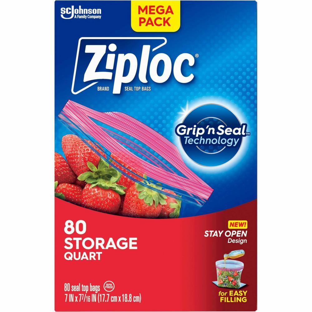 Ziploc&reg; Stand-Up Storage Bags - 1 quart Capacity - Blue - 80/Box - Kitchen, Storage. Picture 10