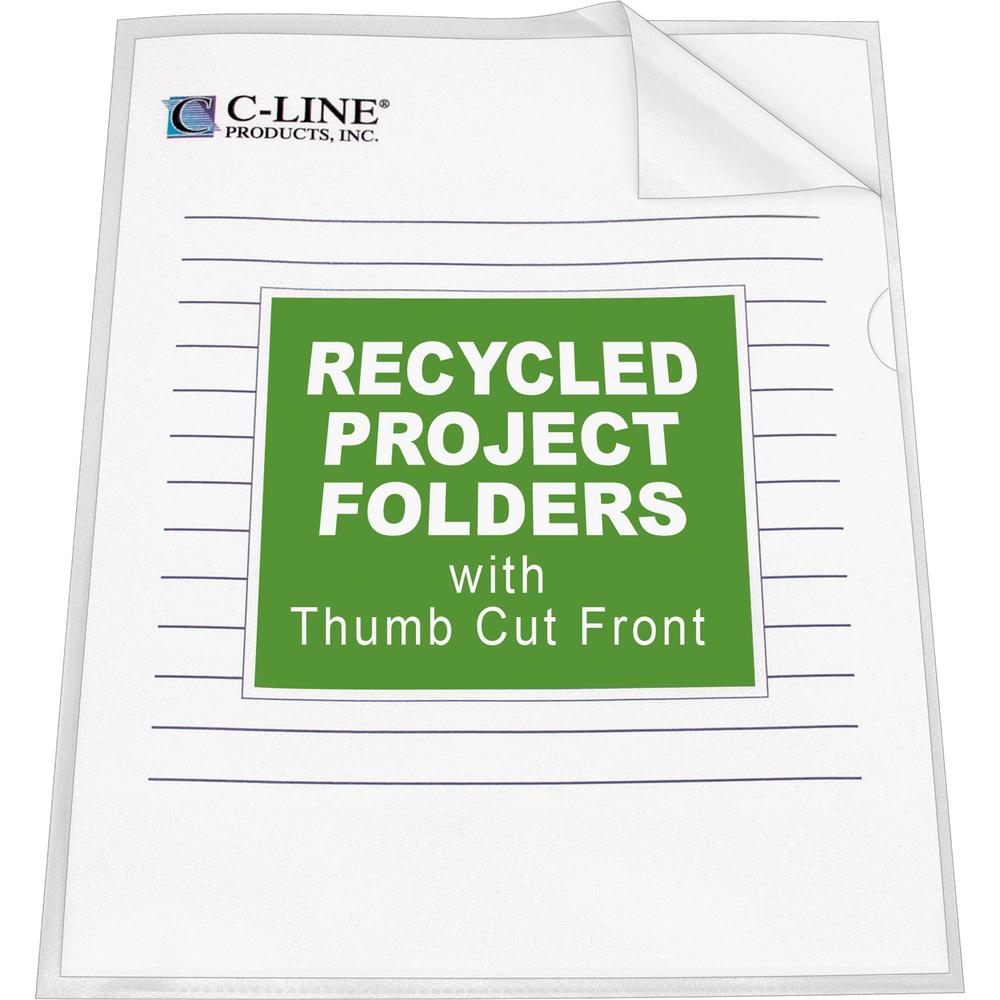 C-Line Recycled Poly Project Folders - Clear, Reduced Glare, 11 x 8-1/2, 25/BX, 62127. Picture 6