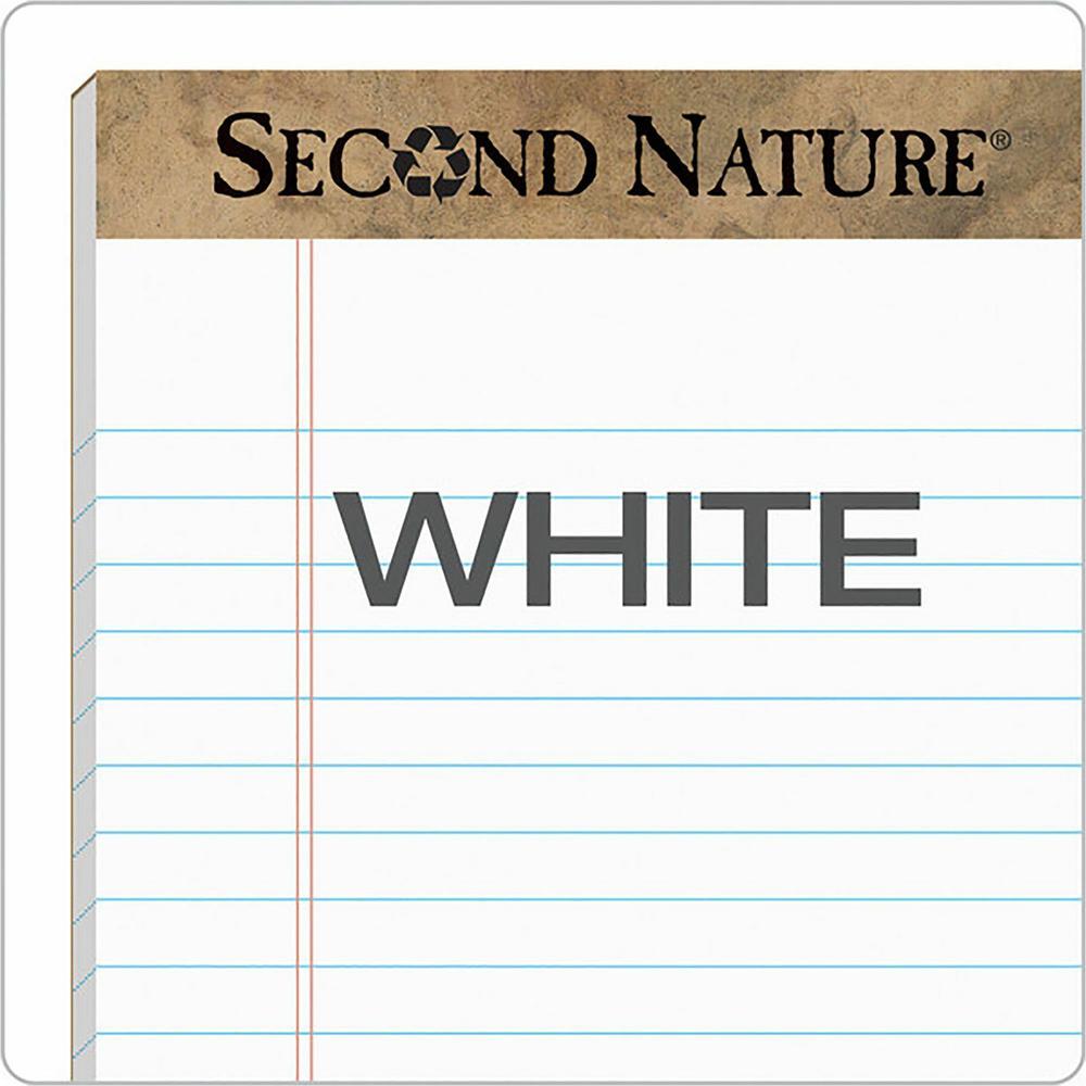 TOPS Second Nature Recycled Writing Pads - 50 Sheets - 0.28" Ruled - 16 lb Basis Weight - Jr.Legal - 5" x 8" - White Paper - Perforated - Recycled - 1 Dozen. Picture 3