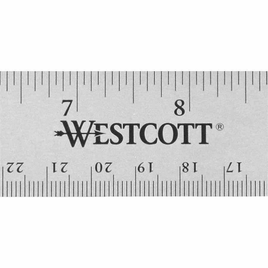 Westcott Stainless Steel Rulers - 15" Length 1" Width - 1/16, 1/32 Graduations - Metric, Imperial Measuring System - Stainless Steel - 1 Each - Stainless Steel. Picture 11