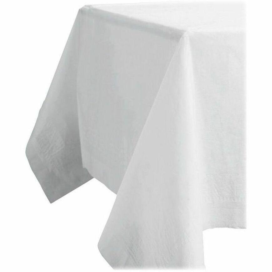 Tatco White Paper Rectangular Tablecovers - 108" Length x 54" Width - Paper - White - 20 / Carton. Picture 4