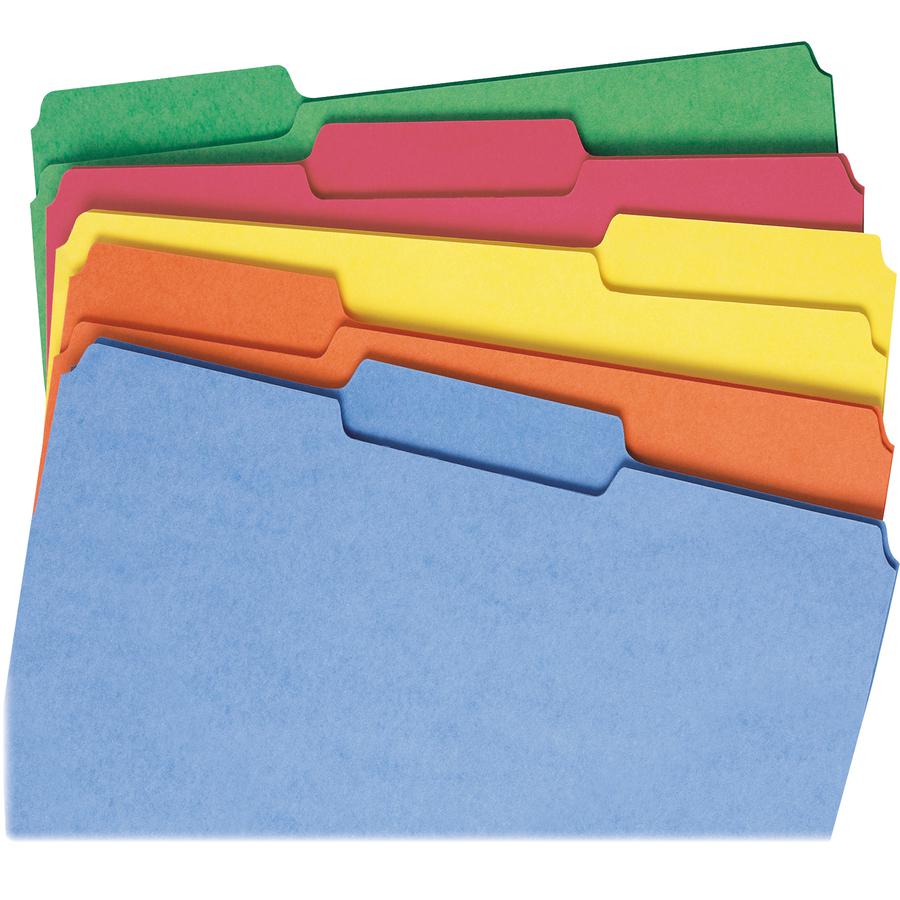 Smead Colored 1/3 Tab Cut Letter Recycled Top Tab File Folder - 8 1/2" x 11" - 3/4" Expansion - Top Tab Location - Assorted Position Tab Position - Blue, Green, Orange, Yellow - 10% Recycled - 100 / B. Picture 8