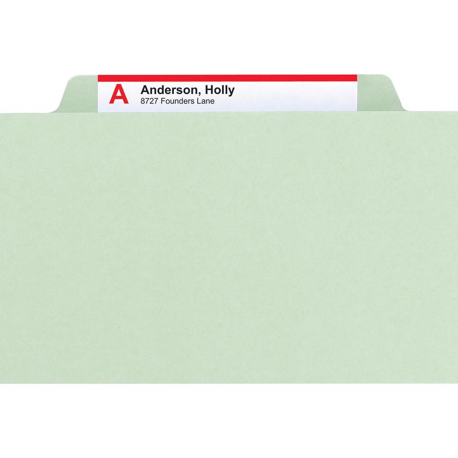Smead SafeSHIELD 2/5 Tab Cut Legal Recycled Classification Folder - 8 1/2" x 14" - 2" Expansion - 2 x 2S Fastener(s) - 2" Fastener Capacity for Folder - Top Tab Location - Right of Center Tab Position. Picture 9