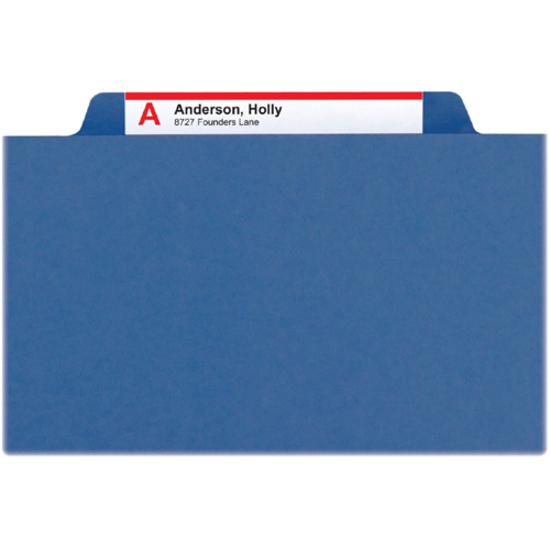 Smead Colored 1/3 Tab Cut Letter Recycled Top Tab File Folder - 8 1/2" x 11" - 1" Expansion - Top Tab Location - Assorted Position Tab Position - Pressboard - Dark Blue - 100% Recycled - 25 / Box. Picture 7