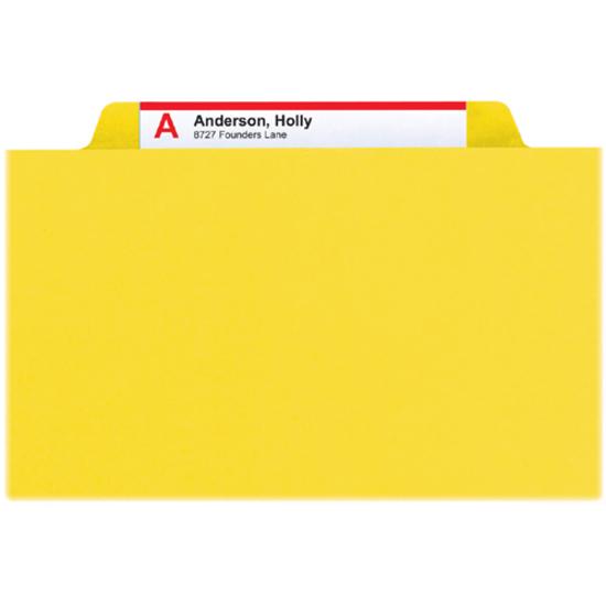 Smead Colored 1/3 Tab Cut Letter Recycled Top Tab File Folder - 8 1/2" x 11" - 1" Expansion - Top Tab Location - Assorted Position Tab Position - Pressboard - Yellow - 100% Recycled - 25 / Box. Picture 4