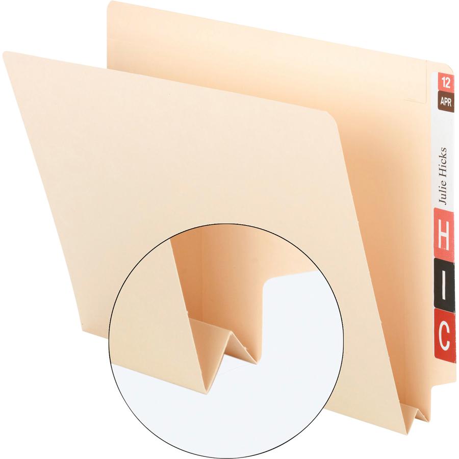 Smead Straight Tab Cut Letter Recycled End Tab File Folder - 1 1/2" Folder Capacity - 8 1/2" x 11" - 1 1/2" Expansion - Manila - 10% Recycled - 50 / Box. Picture 3